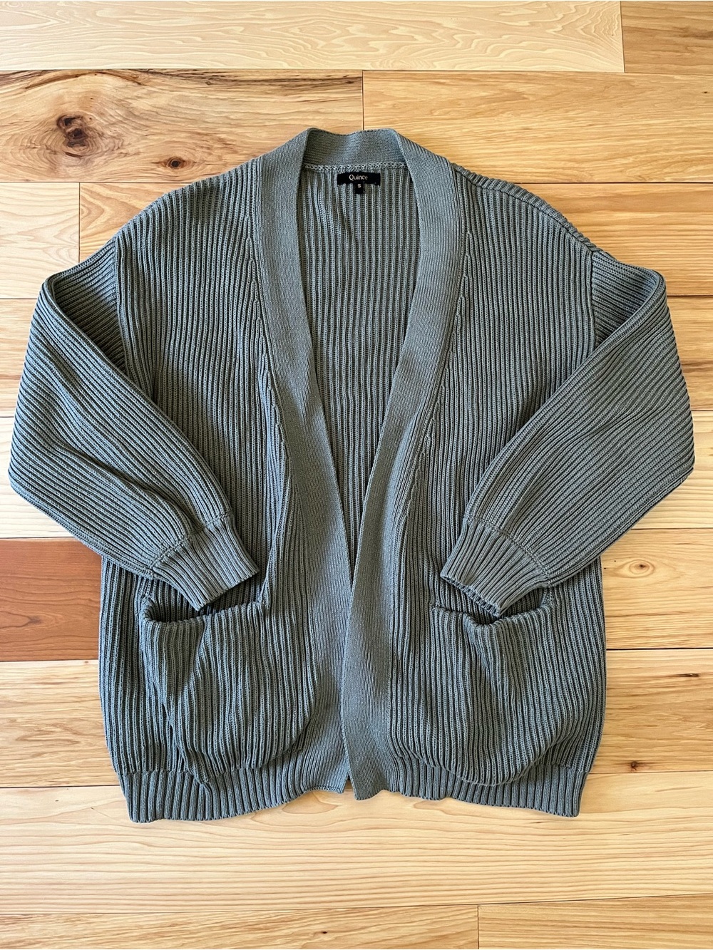 Quince 100% Organic Cotton Oversized Cardigan S Agave (Sage Green)